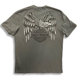 Harley-Davidson Y2K T-Shirt Mens L Big Eagle Retro Gray Black 100% Cotton Mexico